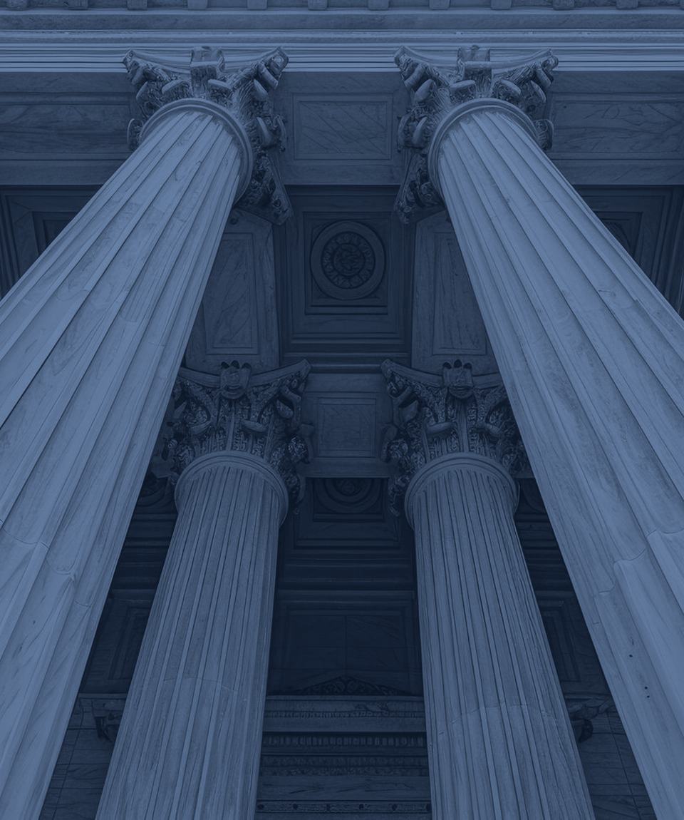 Courthouse columns viewed from below